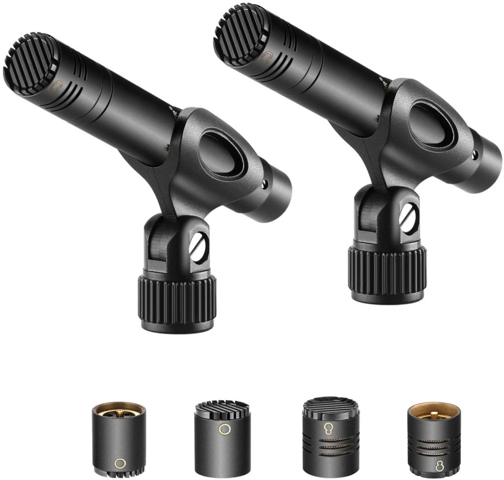 LyxPro SDPC-2 Stereo Pair of Pencil Condenser Stick Microphones–Interchangable Omni, Cardioid & Super Cardioid Capsules Included