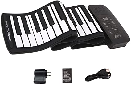 Roll up piano portable 61 key soft elastic electronic music keyboard piano built-in loudspeaker rechargeable battery for beginners gift