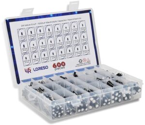 Electrolytic Capacitor Assortment Kit Box by Loreso 600pcs 24 Value