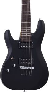 Schecter C-7 DELUXE LH Satin Black 7-String Solid-Body Electric Guitar